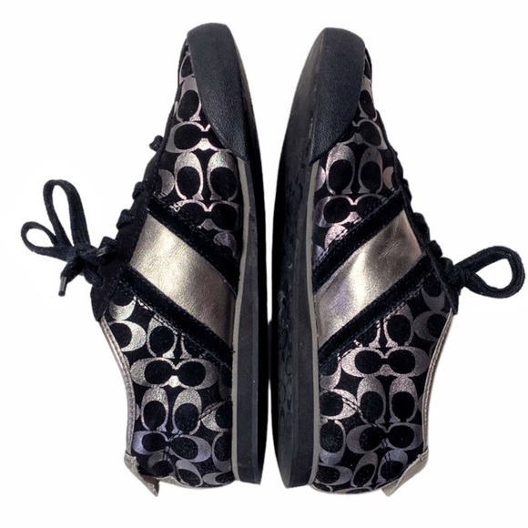 Coach Paxton Black With Metallic Signature C Logo Sneakers, Size 7 - Picture 7 of 15